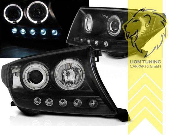LTG Pair LED Halo DRL Headlights Toyota Land Cruiser FJ200 J20 Black EXPORT ONLY