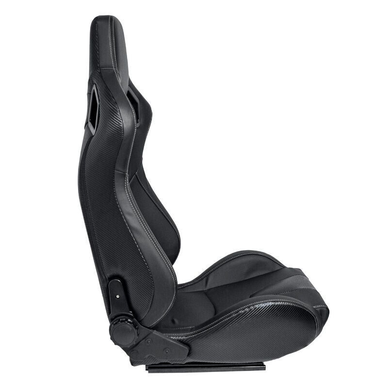 UK STOCK -ATS RK x2 Sports Bucket Seat Black Silver Stitch recline + runners