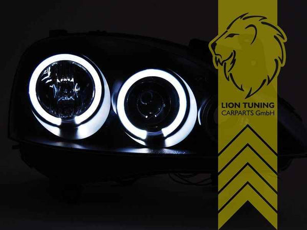 LTG Pair LED DRL Halo Ring Headlights Opel Corsa C Combo C 00-12 black LHD