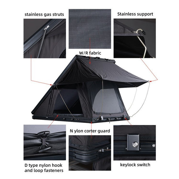 WEIER WERT-001S Vehicle Hard shell Triangle Roof Top Tent 2P Mattress Ladder LED