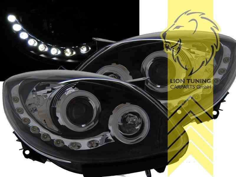 LTG Pair LED DRL Lightbar Headlights Audi A4 B7 8E 04-08 Sedan Avant black LHD