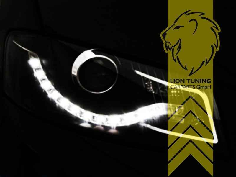 LTG Pair LED DRL Lightbar Headlights Audi A3 8P black 8PA 03-08 LHD