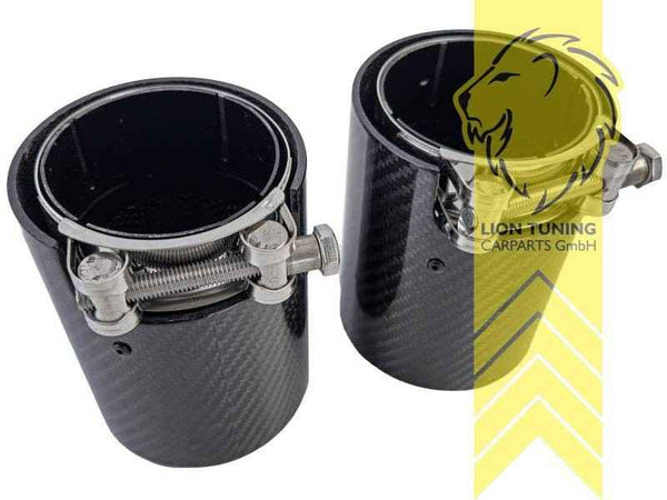 LT 2x Universal Stainless Carbon Exhaust Tailpipe Trim 90mm Silencer Finish Tips