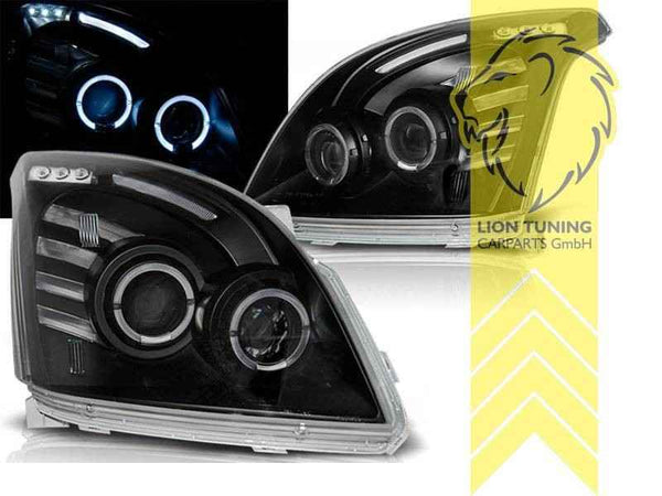 LTG LED Halo DRL Headlights Toyota Land Cruiser 120 J12 02-10 Black EXPORT ONLY