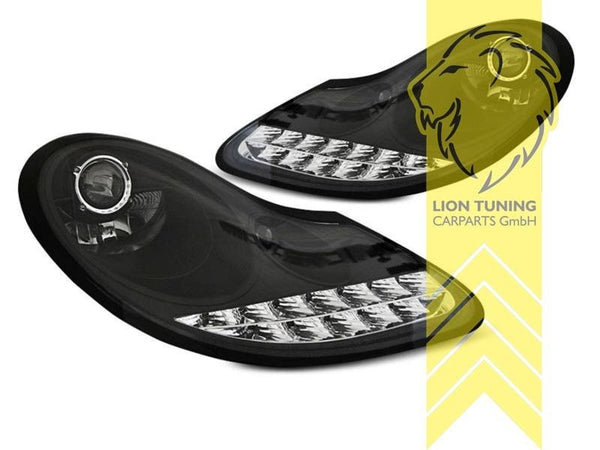 LTG Pair LED DRL Headlights Porsche 911 996 Boxster 986 Spyder 96-06 Black LHD