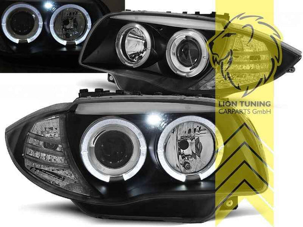 LT Pair LED DRL Halo Ring Eye Headlights BMW 1-Series E81 E87 03-12 Black LHD