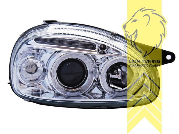 LT Pair LED DRL Angel Eye Headlights Opel Corsa B Combo B 71 93-01 chrome LHD