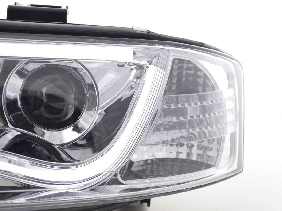 FK Pair LED DRL Lightbar Headlights Audi A6 C5 4B 01-04 Chrome RHD