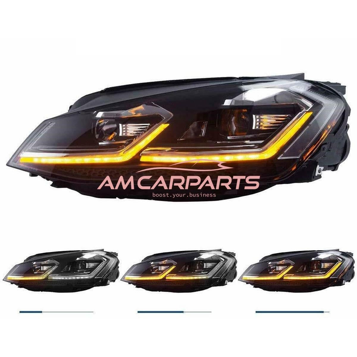 AMCP Pair LED Halo Headlights VW Golf 7 Pre-Facelift 12-17 XENON Style LHD