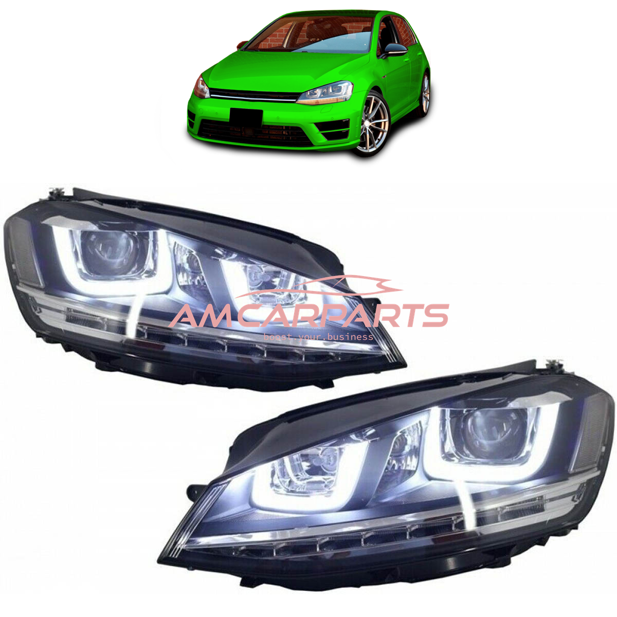 AMCP Pair LED Halo Headlights VW Golf 7 Pre-Facelift 2012-2017 LHD
