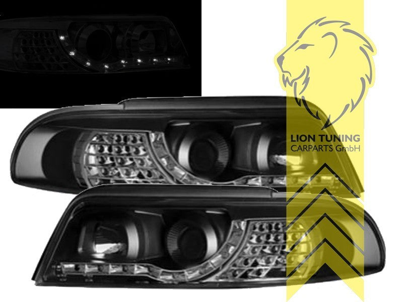 LTG Pair LED DRL Halo Lightbar Headlights Audi A4 B5 8D Sedan Avant FL black LHD