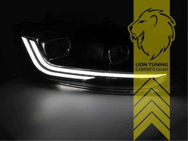 LTG Pair LED DRL Lightbar Headlights VW Polo 6R 6C 09-17 black LHD EXPORT ONLY