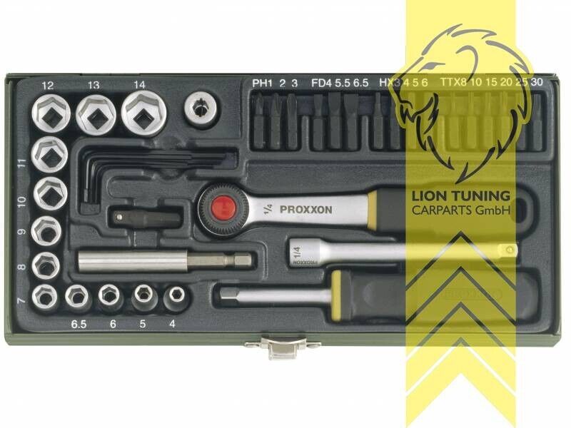 PROXXON 1/4 inch screwdriver socket wrench set ratchet magnetic bit holder 39Pc