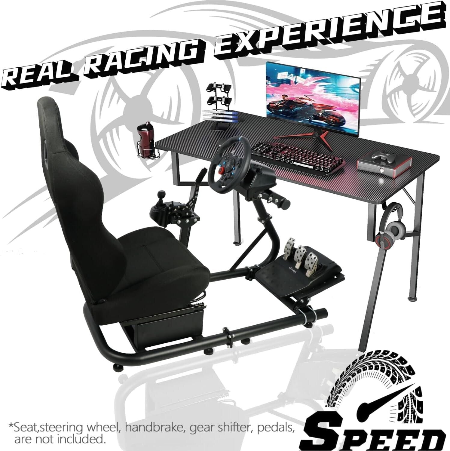Driving Game Sim Racing Frame Rig - Add Seat Wheel Pedals Xbox PS PC Console F1