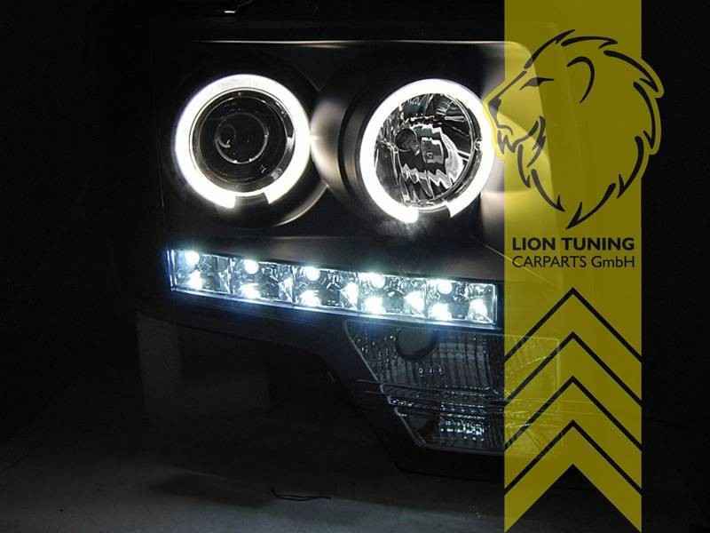 LTG Pair LED Halo DRL Headlights US Ford F150 MK12 F-150 08-14 Black EXPORT ONLY