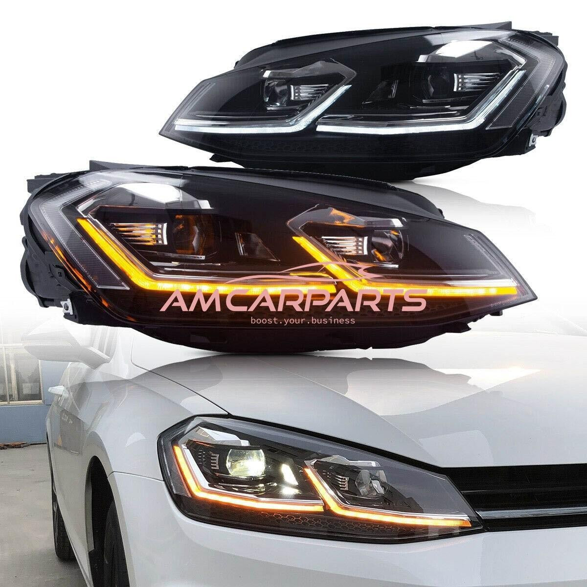 AMCP Pair LED Halo Headlights VW Golf 7 Pre-Facelift 12-17 XENON Style LHD