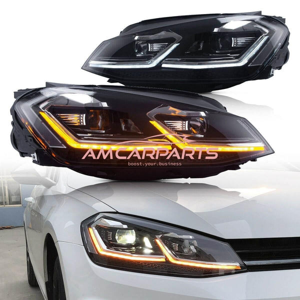 AMCP Pair LED Halo Headlights VW Golf 7 Pre-Facelift 12-17 XENON Style LHD