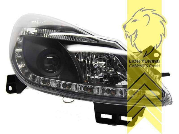 LTG Pair LED DRL Dynamic Lightbar Headlights Opel Corsa D 06-10 Black LHD