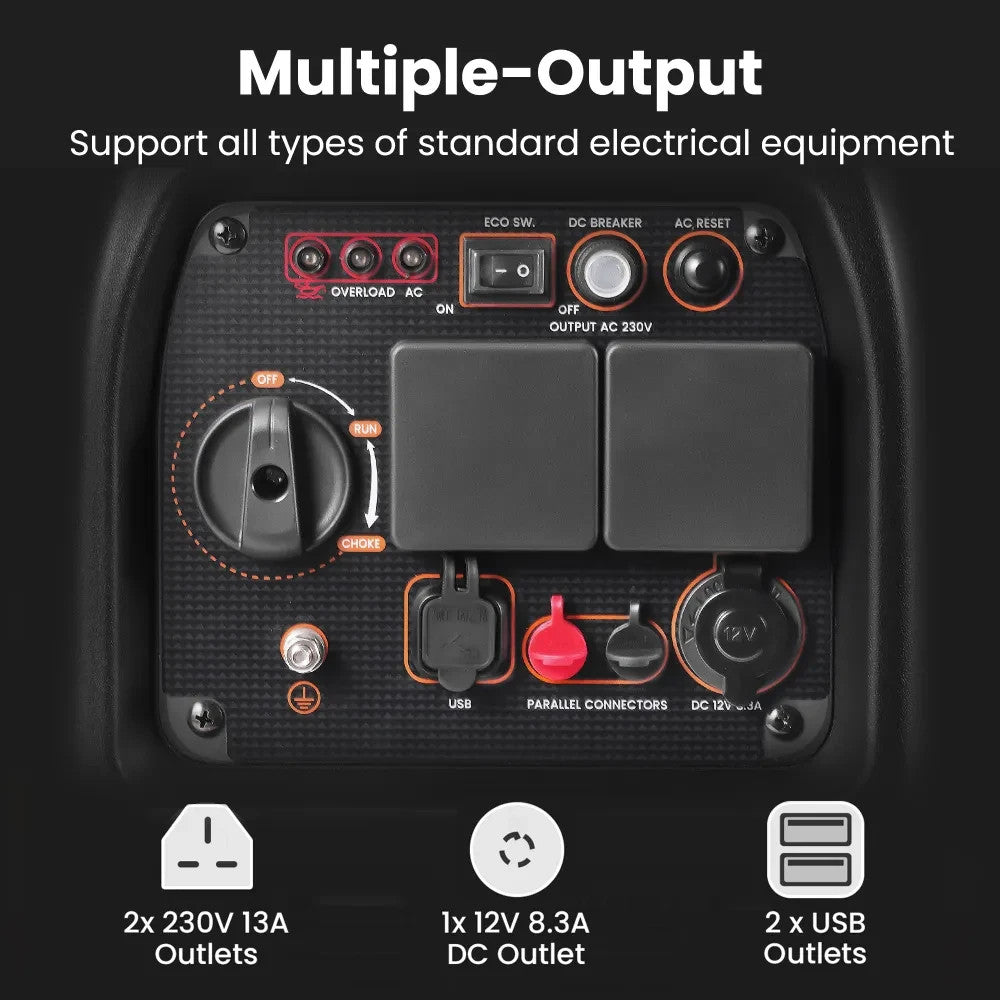 MXPR Petrol Inverter Generator Silent Portable 3500W 4 Stroke Engine Camping