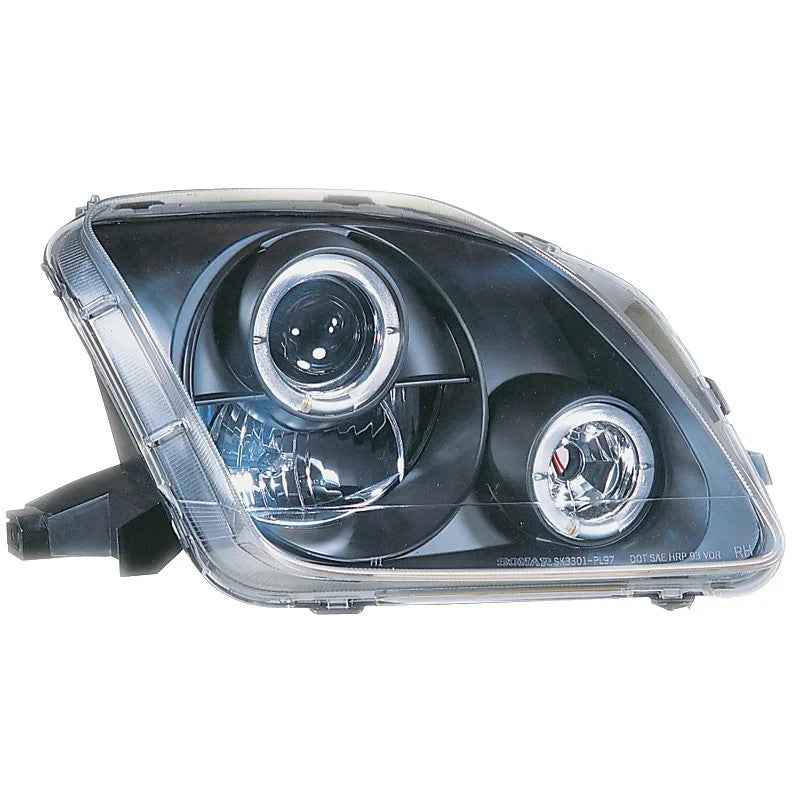 ATST Pair LED Halo Angel Eye Headlights Honda Prelude 1997-2001 Black  LHD