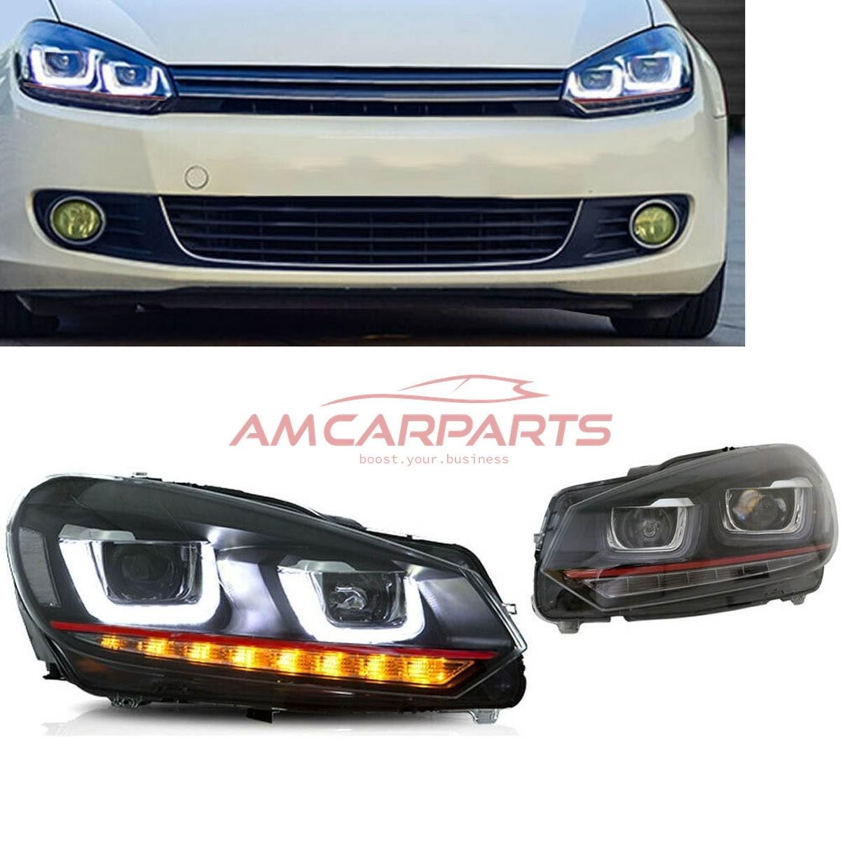 AMCP Pair LED DRL Halo U Lightbar Headlights VW Golf 7 VI 08-14 LHD
