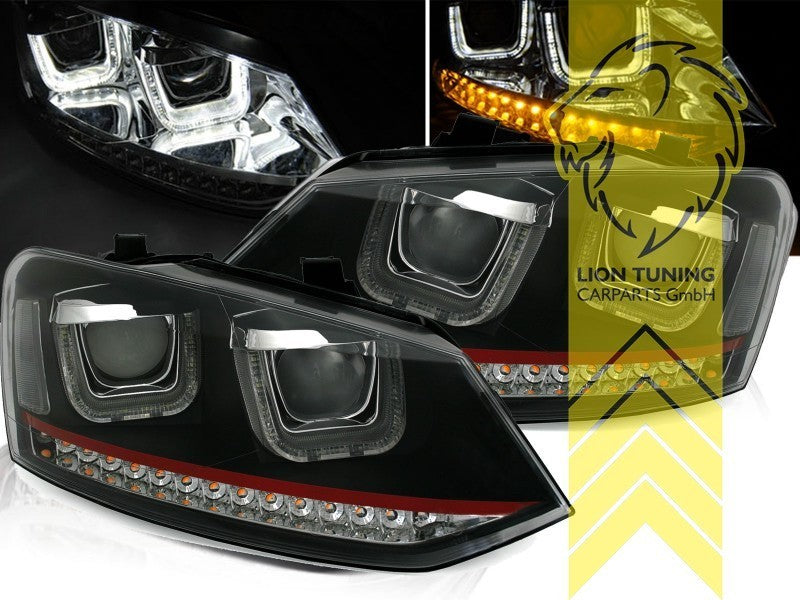 LTG Pair LED DRL Halo U Lightbar Headlights VW Polo 6R 6C 09-17 GTI LHD