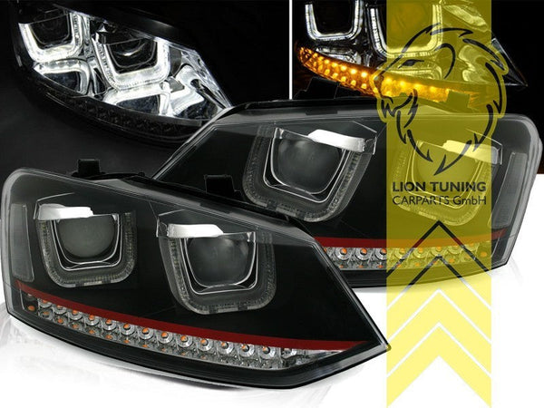 LTG Pair LED DRL Halo U Lightbar Headlights VW Polo 6R 6C 09-17 GTI LHD