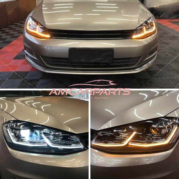 AMCP Pair LED Halo Headlights VW Golf 7 Pre-Facelift 12-17 XENON Style LHD