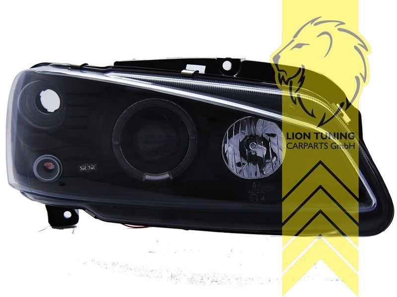 LTG Pair LED DRL Halo Ring Headlights Peugeot 106 1 II 2 96-04 black LHD