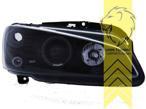 LTG Pair LED DRL Halo Ring Headlights Peugeot 106 1 II 2 96-04 black LHD