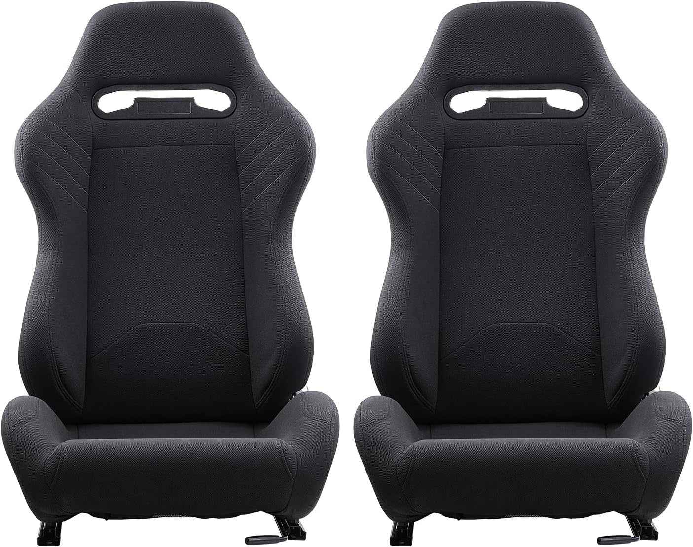 VVR Pair Universal Car Van Camper Bucket Seats black textile slides
