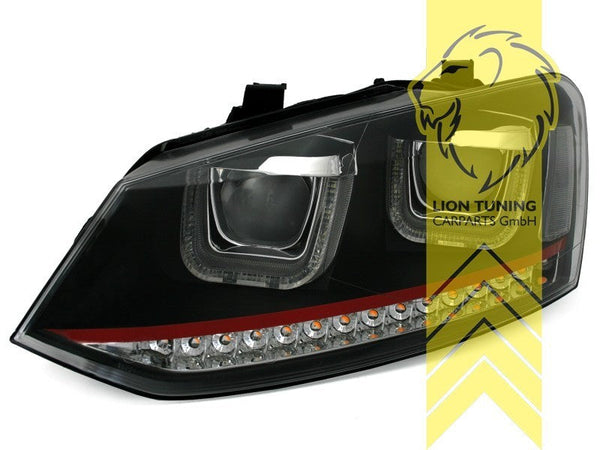 LTG Pair LED DRL Halo U Lightbar Headlights VW Polo 6R 6C 09-17 GTI LHD