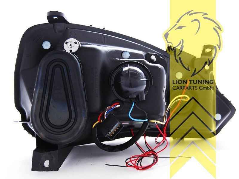 LTG Pair LED DRL Halo Ring Headlights Opel Corsa C Combo C 00-12 black LHD