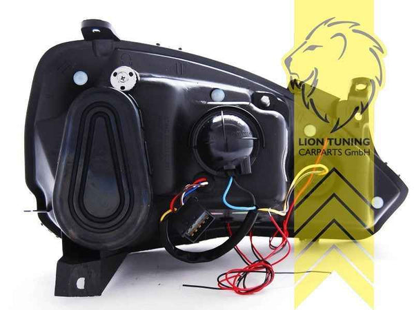 LTG Pair LED DRL Halo Ring Headlights Opel Corsa C Combo C 00-12 black LHD