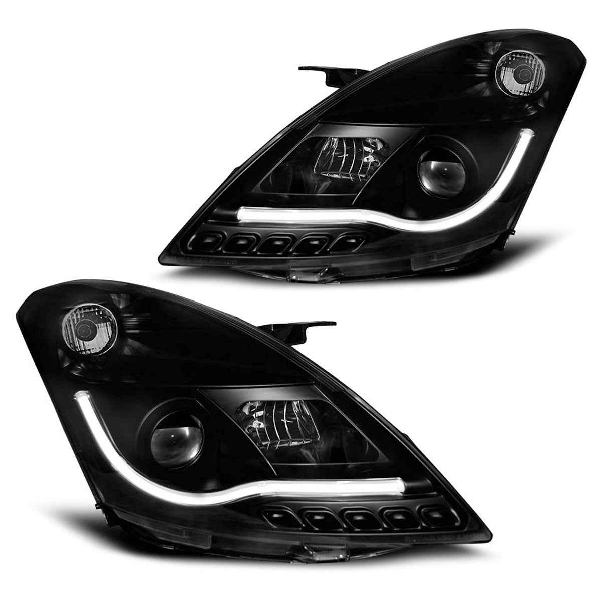 AMCP Pair LED DRL Lightbar Headlights SUZUKI SWIFT V 5 10-16 Black LHD