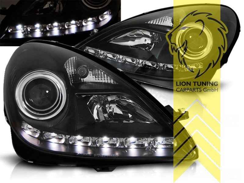 LTG Pair LED DRL Lightbar XENON Headlights Mercedes SLK R171 04-11 black LHD