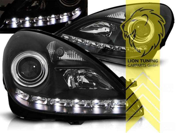 LTG Pair LED DRL Lightbar XENON Headlights Mercedes SLK R171 04-11 black LHD