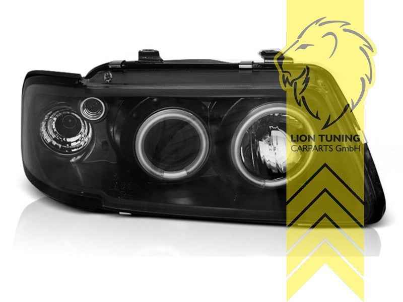 LTG Pair CCFL LED DRL Halo Ring Headlights Audi A3 8L 96-00 Black LHD