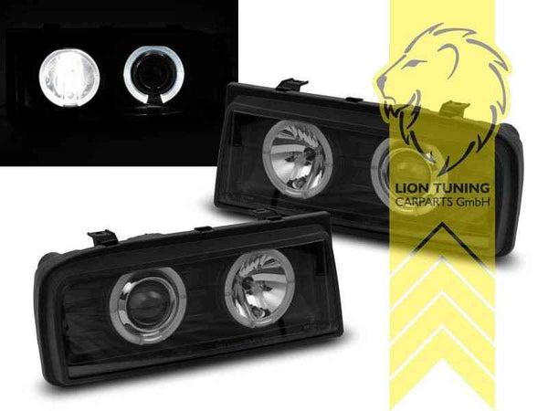 LT Pair LED Halo Ring Halogen Headlights VW Corrado 53I 53 88-95 black LHD