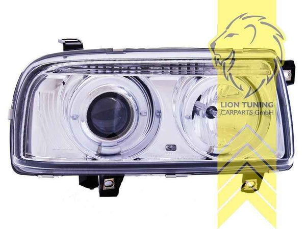 LTG Pair LED DRL Halo Ring Headlights VW Vento 1H2 91-98 Chrome LHD
