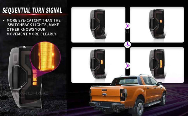 AC Pair Seq Animated LED DRL Rear lights Tail Lamps Ford Ranger T6 T7 12-21