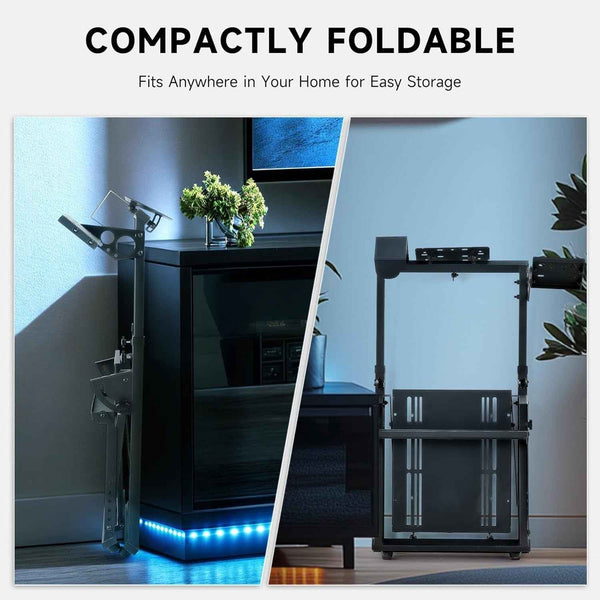 LED Strip Driving Game Sim Racing Frame Stand for Wheel Pedals Xbox PS PC