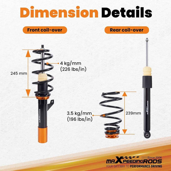 MXPR Coilovers Kit  Audi A3 8P 8PA 8P1 1.6TDi 1.9TDi 2.0TDi VW Golf 5 6 03-13