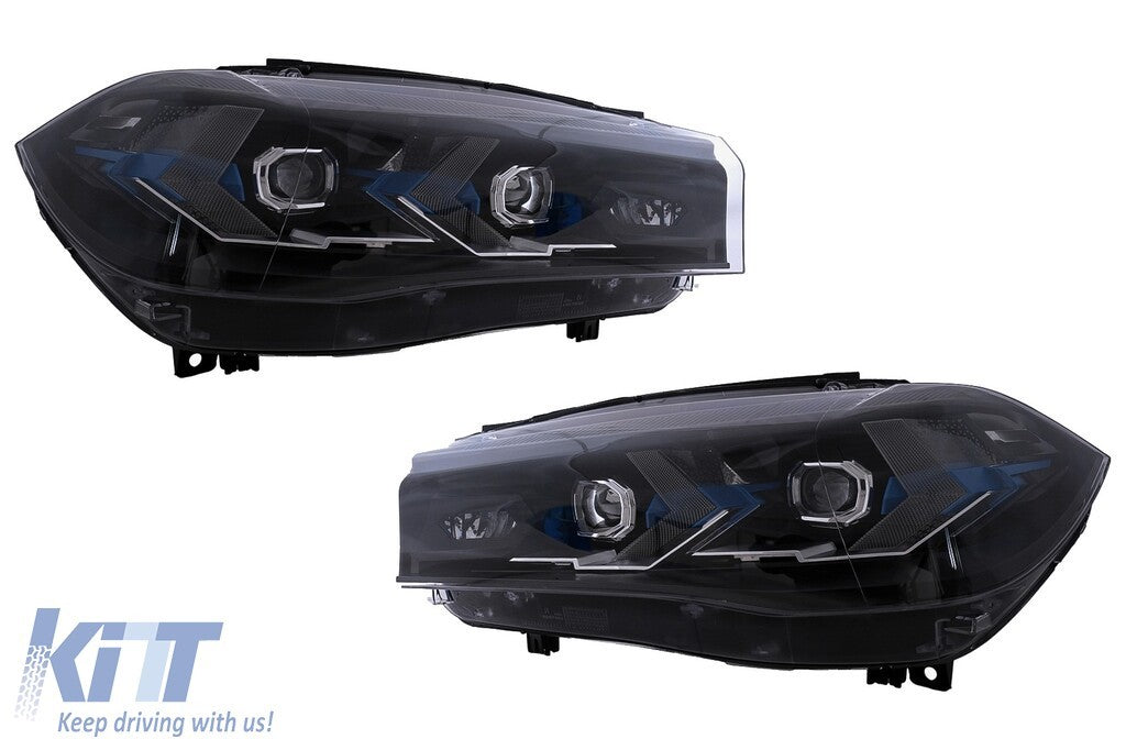 KT LUXE Pair LED HID DRL 4D Headlights BMW X5 F15 13-18 Conversion to G05 LHD