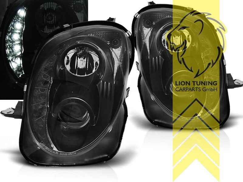 LTG Pair LED DRL Halo Lightbar Headlights Alfa Romeo MiTo 08-18 black LHD