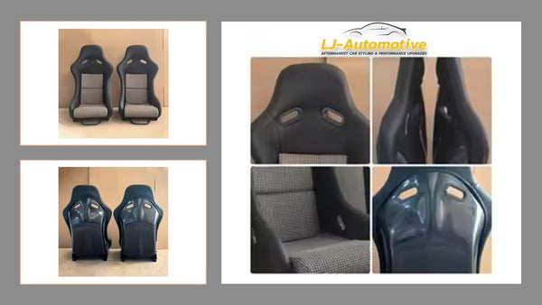 Pair EDYSTR Univ Bucket Seats Porsche Carbon Back Fabric 986 987 997 911 GT3 GT4