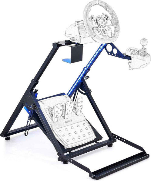 LED Strip Driving Game Sim Racing Frame Stand for Wheel Pedals Xbox PS PC