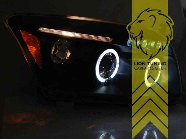 LTG Pair LED Halo DRL Headlights Dodge Caliber PK 06-11 Black EXPORT ONLY