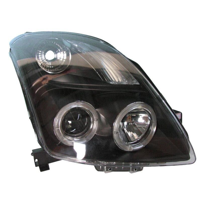 ATS Pair LED DRL Halo Ring Headlights Suzuki Swift 2 MK2 05-10 H1 Black LHD