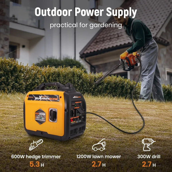 MXPR Generator Petrol Inverter 3500W Portable 22kg RV SUV Camping Home Backup